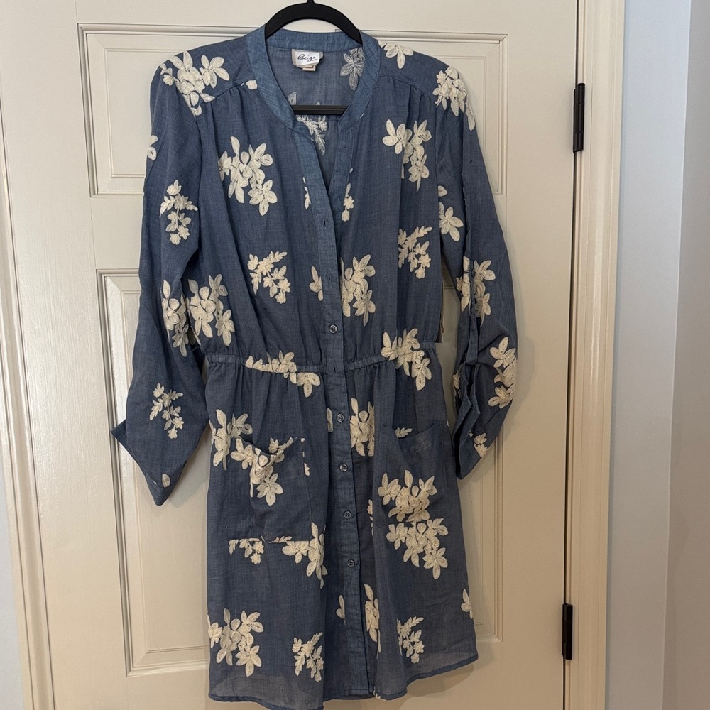 Beige by eci Blue Floral Midi Dress